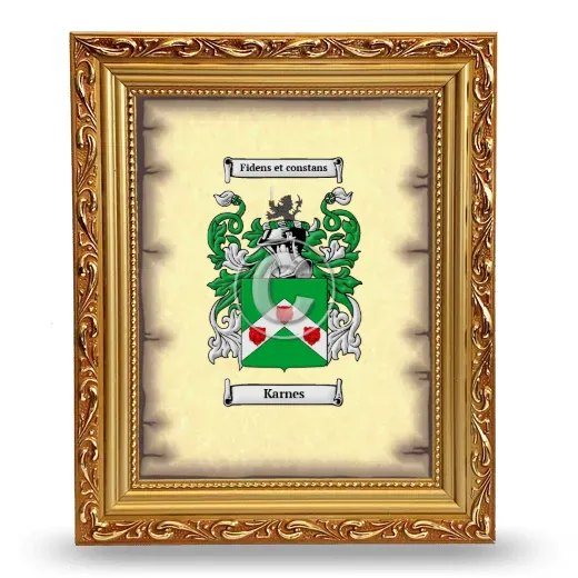 Karnes Coat of Arms Framed - Gold