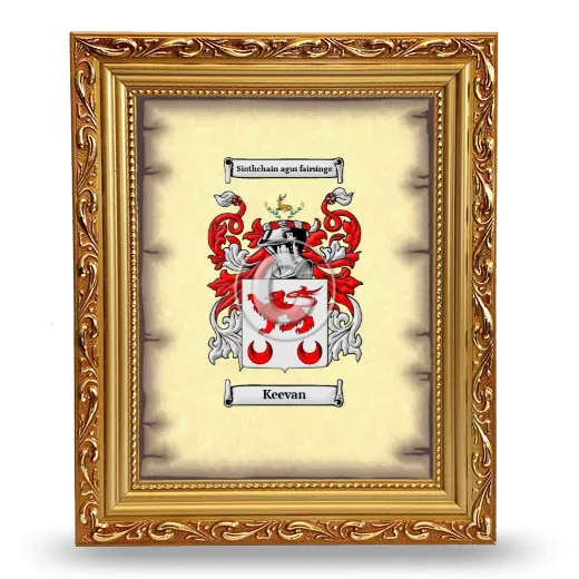 Keevan Coat of Arms Framed - Gold