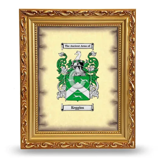 Keggins Coat of Arms Framed - Gold