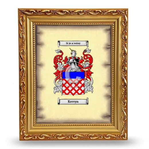 Kervyn Coat of Arms Framed - Gold