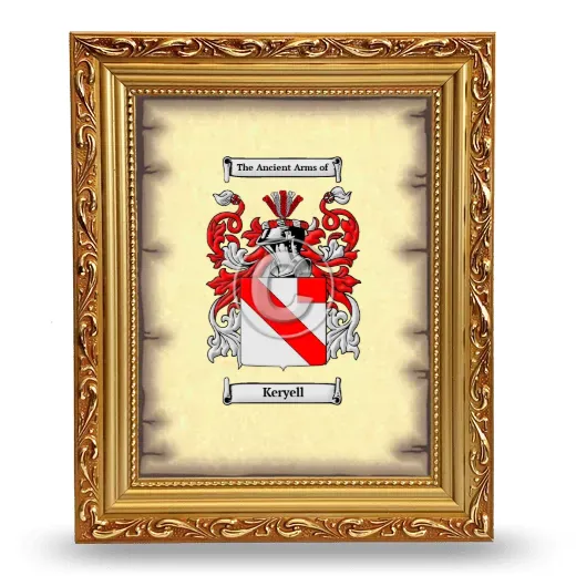 Keryell Coat of Arms Framed - Gold