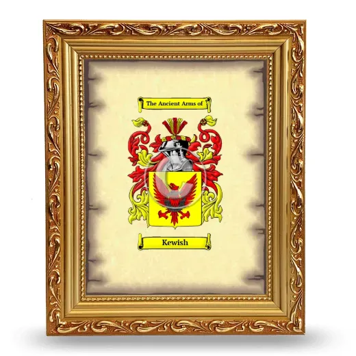 Kewish Coat of Arms Framed - Gold