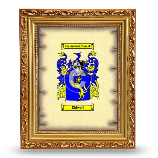 Kidwell Coat of Arms Framed - Gold