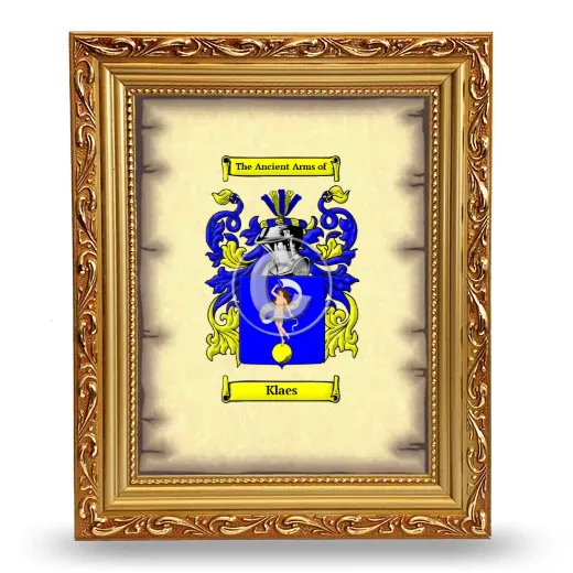Klaes Coat of Arms Framed - Gold