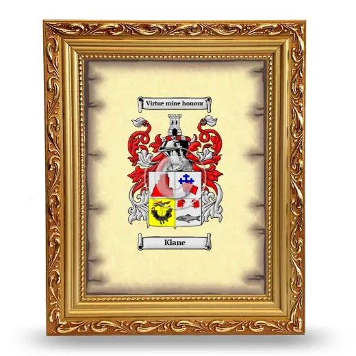 Klane Coat of Arms Framed - Gold