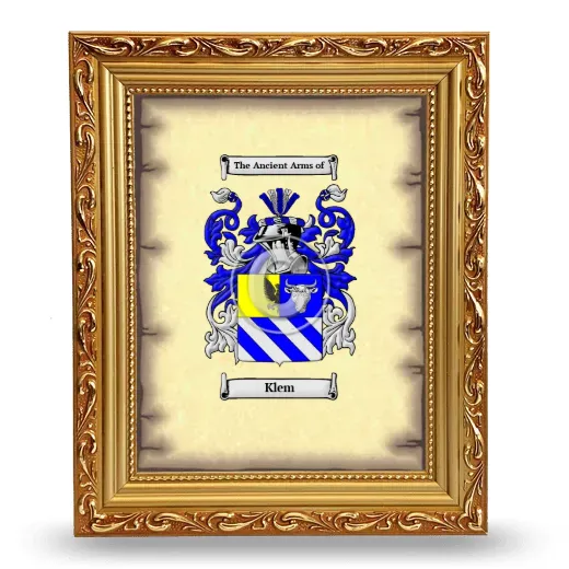 Klem Coat of Arms Framed - Gold