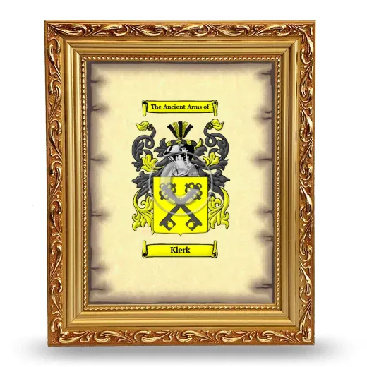 Klerk Coat of Arms Framed - Gold