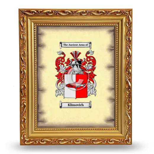 Klimovich Coat of Arms Framed - Gold