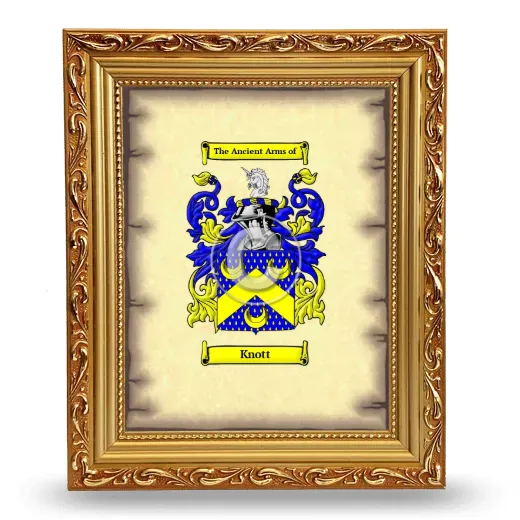 Knott Coat of Arms Framed - Gold