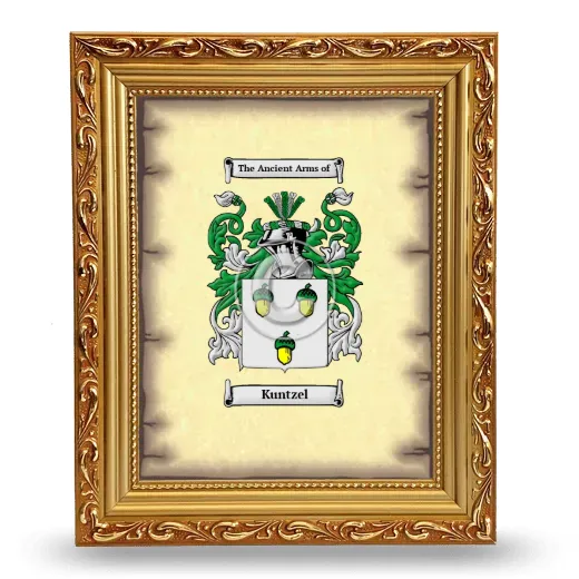 Kuntzel Coat of Arms Framed - Gold