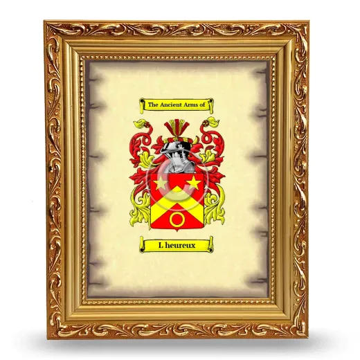 L heureux Coat of Arms Framed - Gold