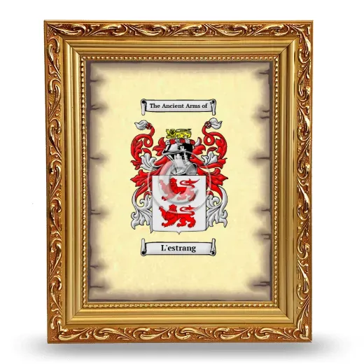 L'estrang Coat of Arms Framed - Gold