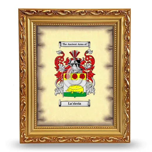 La'riccia Coat of Arms Framed - Gold