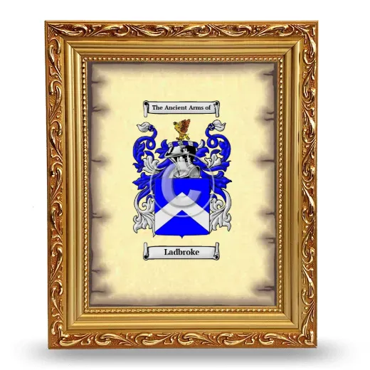 Ladbroke Coat of Arms Framed - Gold