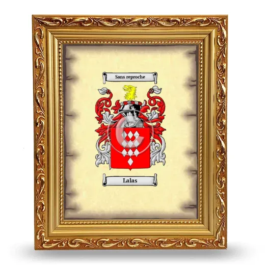 Lalas Coat of Arms Framed - Gold