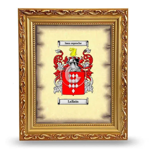 Lallain Coat of Arms Framed - Gold