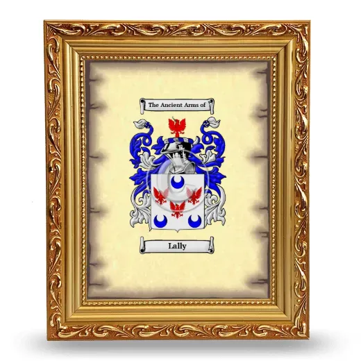 Lally Coat of Arms Framed - Gold
