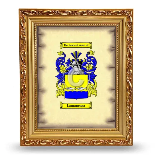 Lamancusa Coat of Arms Framed - Gold