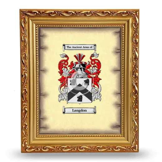 Langdon Coat of Arms Framed - Gold