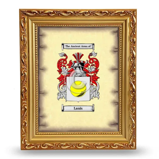 Lanis Coat of Arms Framed - Gold