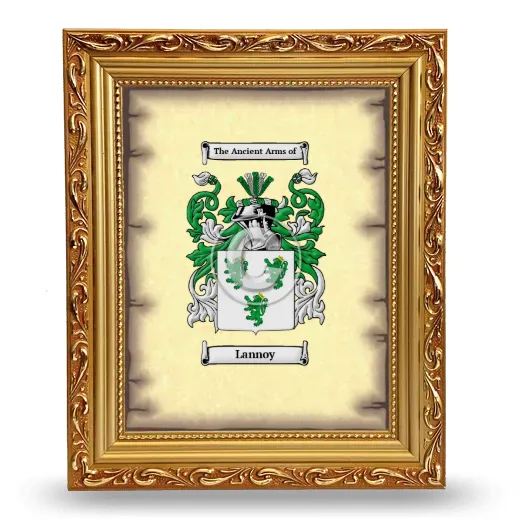 Lannoy Coat of Arms Framed - Gold