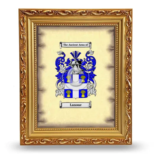 Lanoue Coat of Arms Framed - Gold
