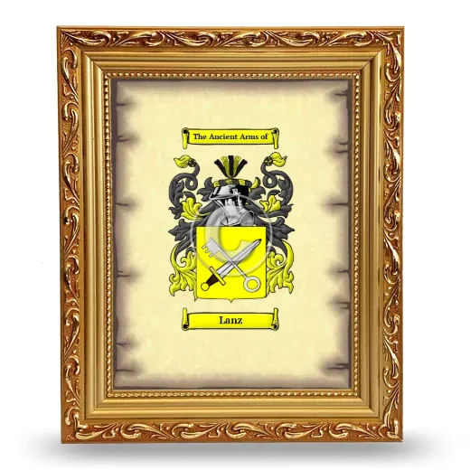 Lanz Coat of Arms Framed - Gold