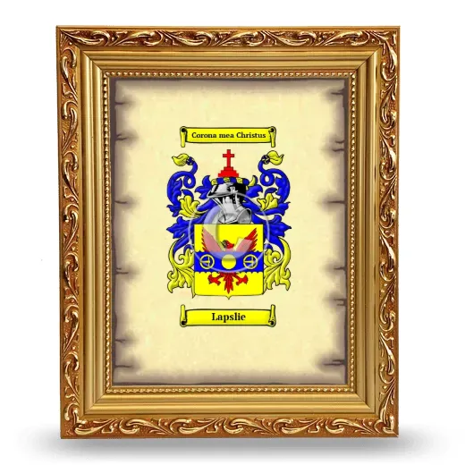 Lapslie Coat of Arms Framed - Gold