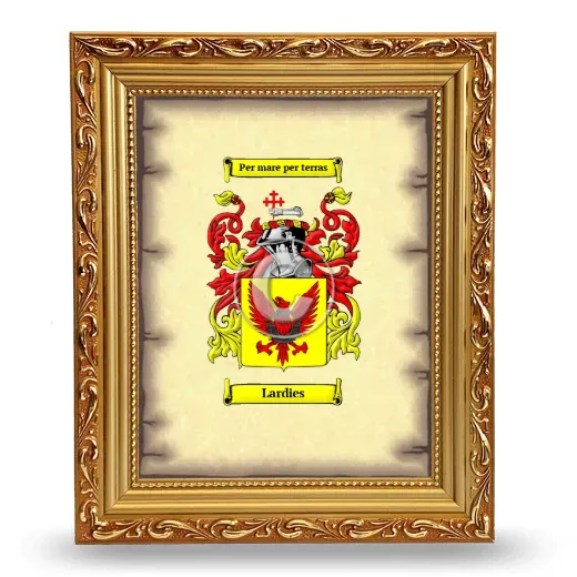 Lardies Coat of Arms Framed - Gold