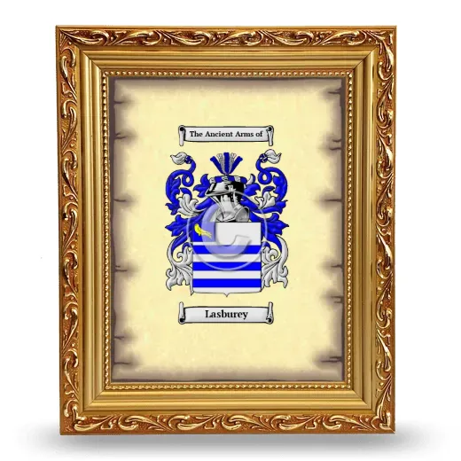 Lasburey Coat of Arms Framed - Gold