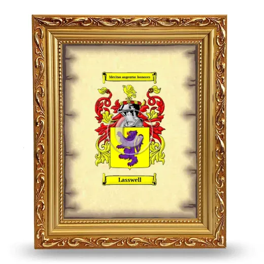 Lasswell Coat of Arms Framed - Gold