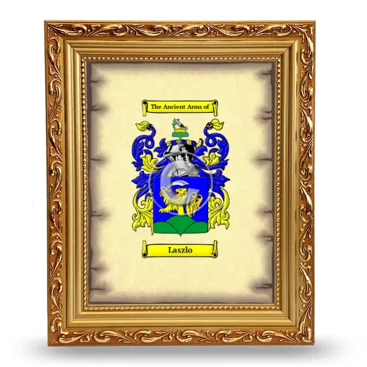 Laszlo Coat of Arms Framed - Gold