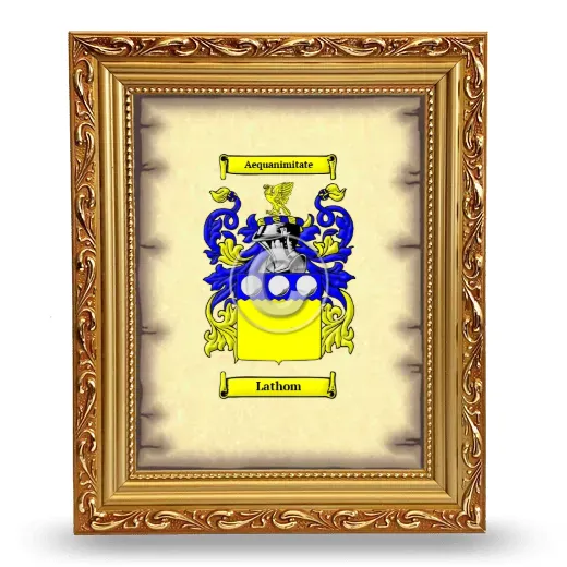 Lathom Coat of Arms Framed - Gold