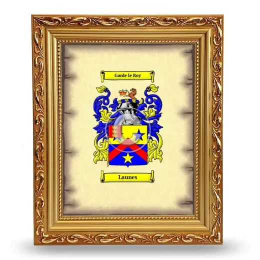 Launes Coat of Arms Framed - Gold