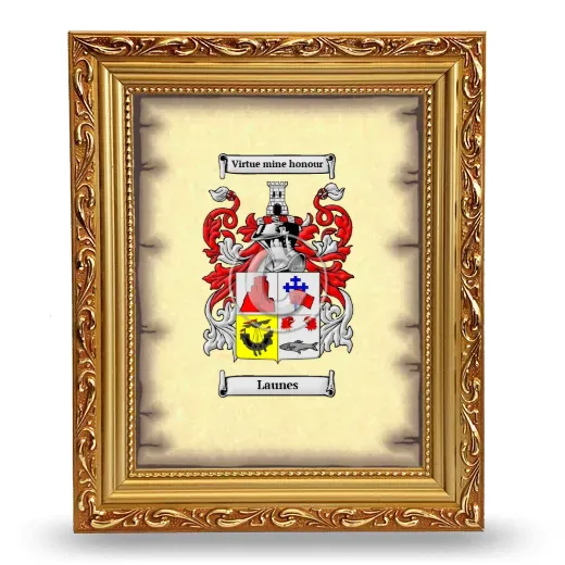 Launes Coat of Arms Framed - Gold