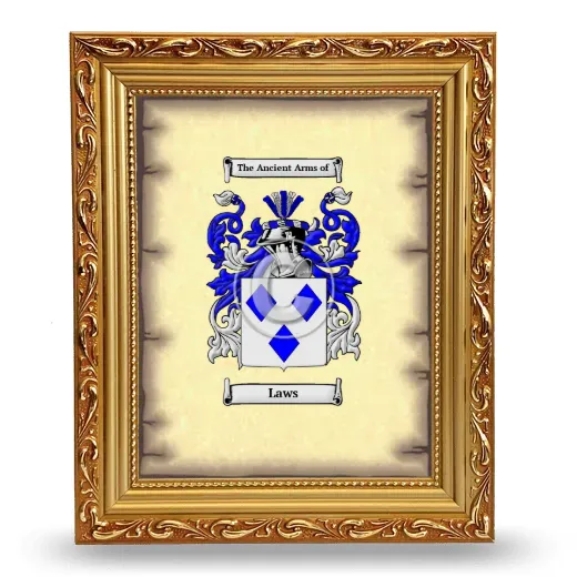 Laws Coat of Arms Framed - Gold