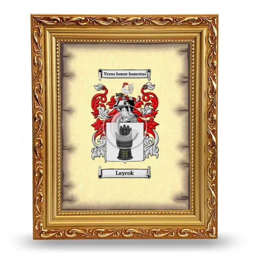 Laycok Coat of Arms Framed - Gold
