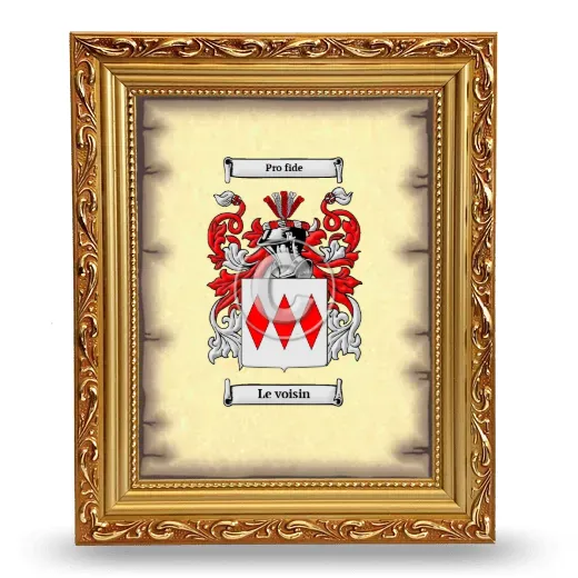 Le voisin Coat of Arms Framed - Gold