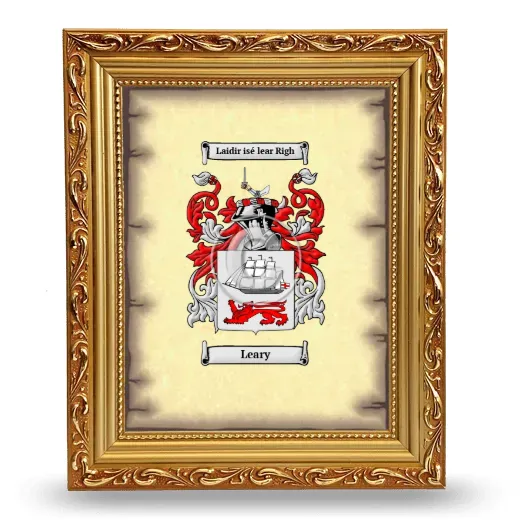 Leary Coat of Arms Framed - Gold
