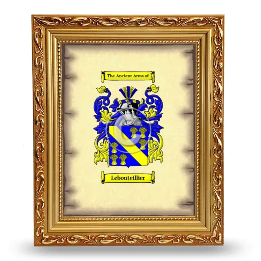 Lebouteillier Coat of Arms Framed - Gold
