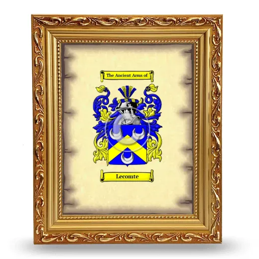 Lecomte Coat of Arms Framed - Gold