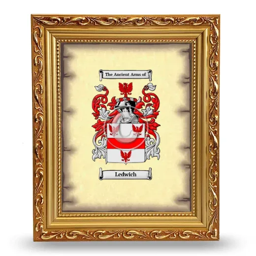 Ledwich Coat of Arms Framed - Gold