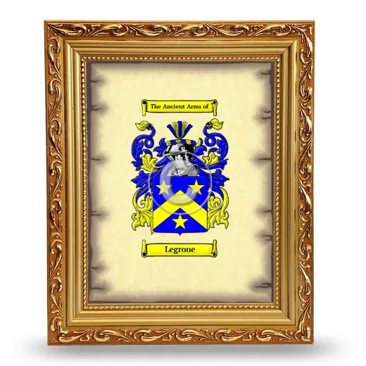 Legrone Coat of Arms Framed - Gold