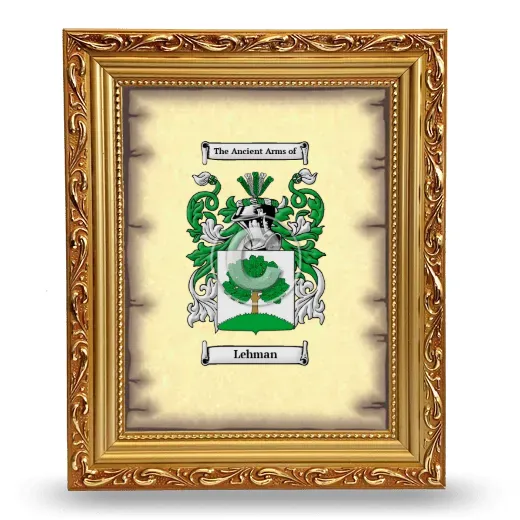 Lehman Coat of Arms Framed - Gold