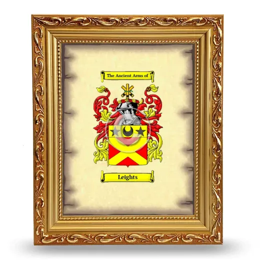 Leights Coat of Arms Framed - Gold
