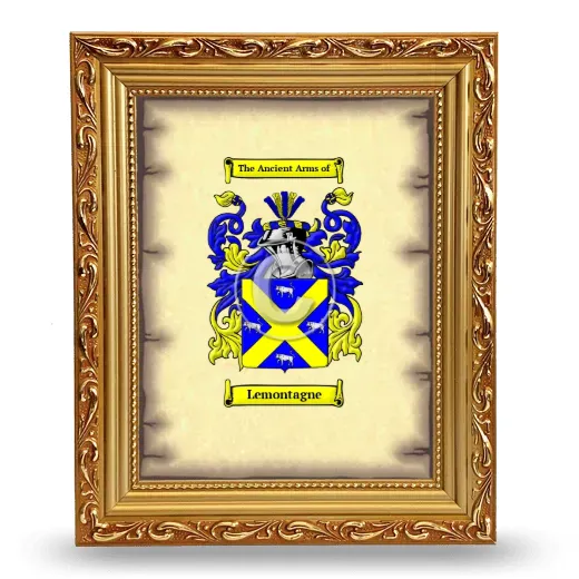 Lemontagne Coat of Arms Framed - Gold