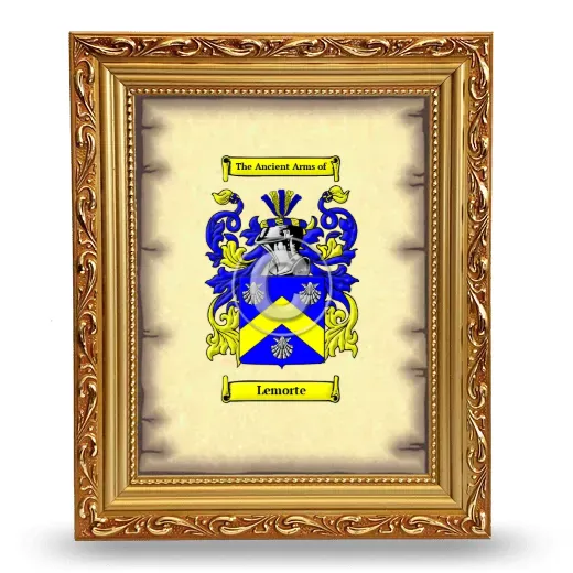 Lemorte Coat of Arms Framed - Gold