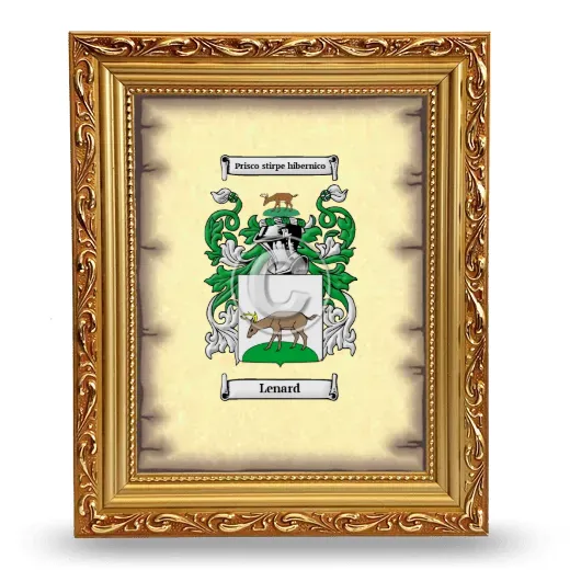 Lenard Coat of Arms Framed - Gold