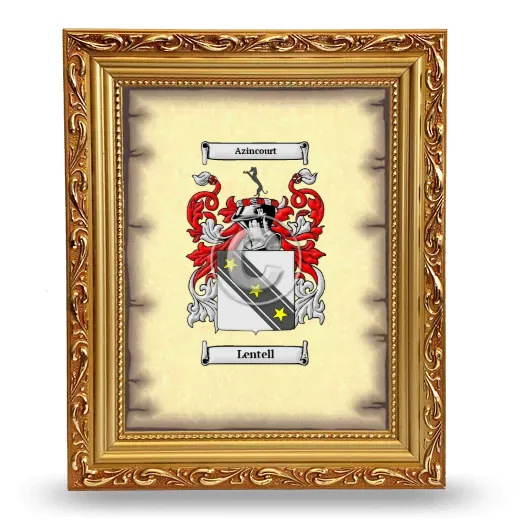 Lentell Coat of Arms Framed - Gold