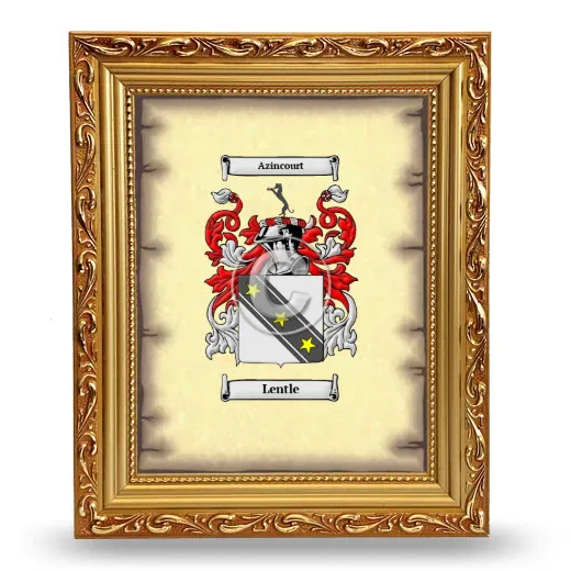 Lentle Coat of Arms Framed - Gold